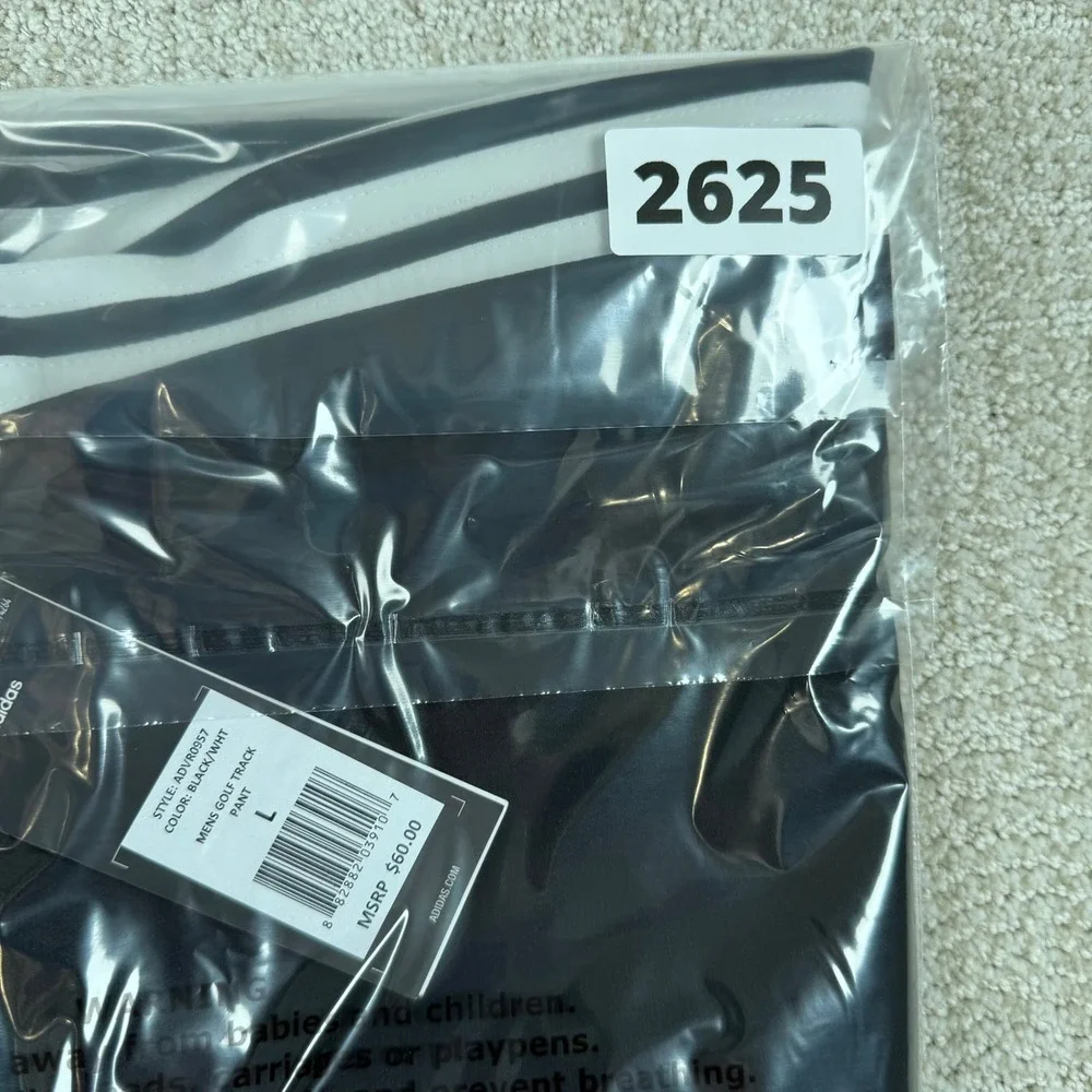 NEW Adidas Mens Large Black White Golf Track Pants ADVR0957